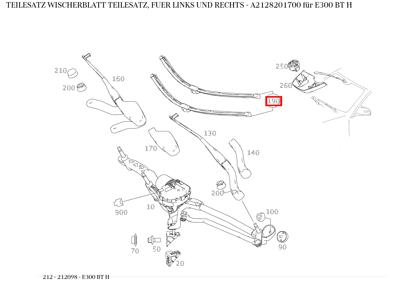 Teilesatz Wischerblatt TEILESATZ, FUER LINKS UND RECHTS E300 BT H 212