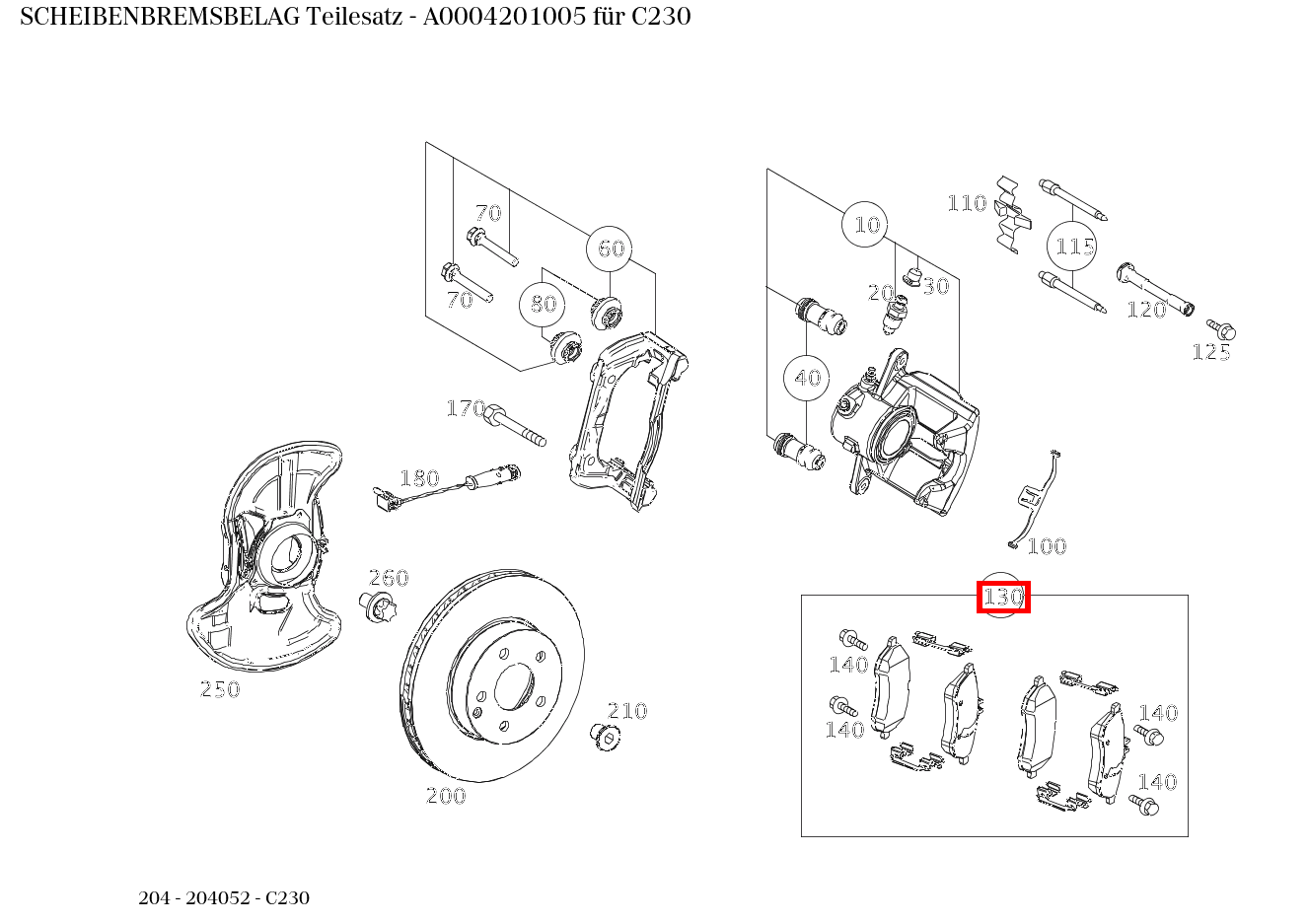 Scheibenbremsbelag Teilesatz C230 204 Scheibenbremsbelag Teilesatz C230 204