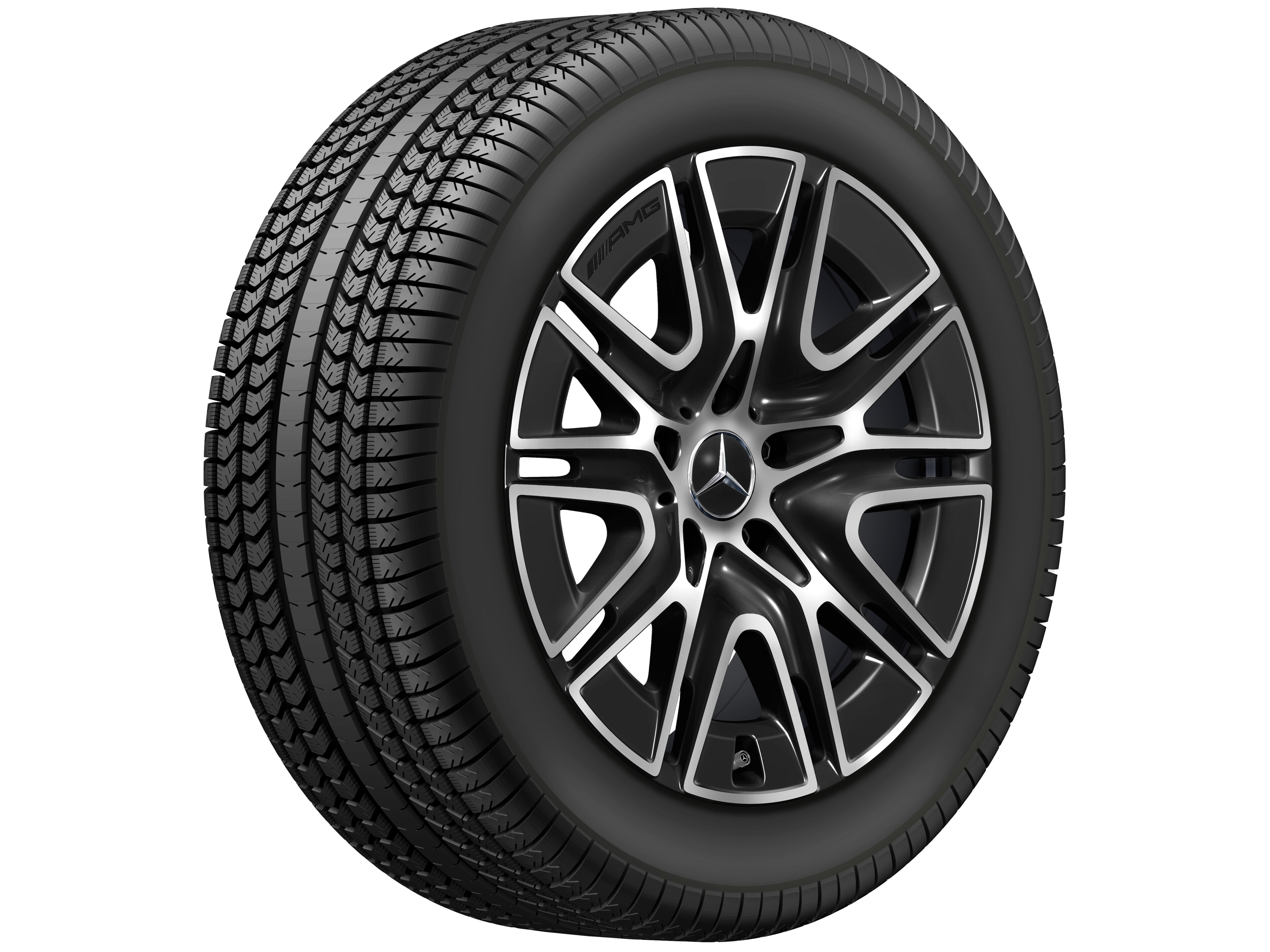 Original AMG 20 Zoll Ganzjahr-Komplettrad AMG 10-Speichen-Rad schwarz glanzgedreht, 275/50 R20 113H General Grabber AT3 MO1A