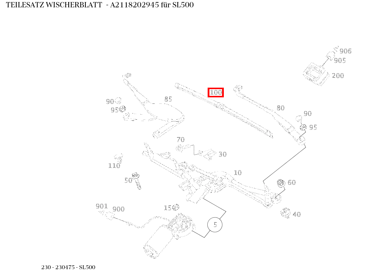 Teilesatz Wischerblatt SL500 230