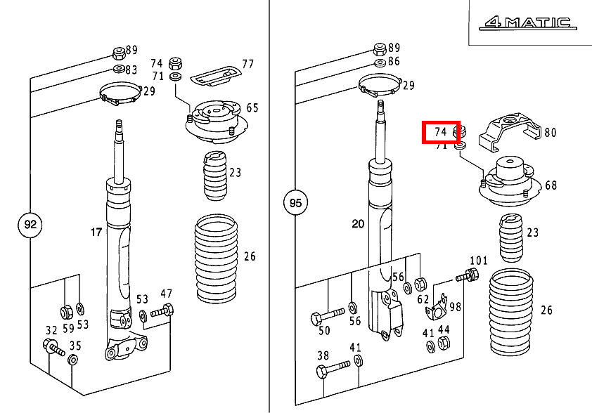 Sechskantmutter GUMMILAGER AN RAHMEN; M8 300TDT/E300DTDT 4M 124
