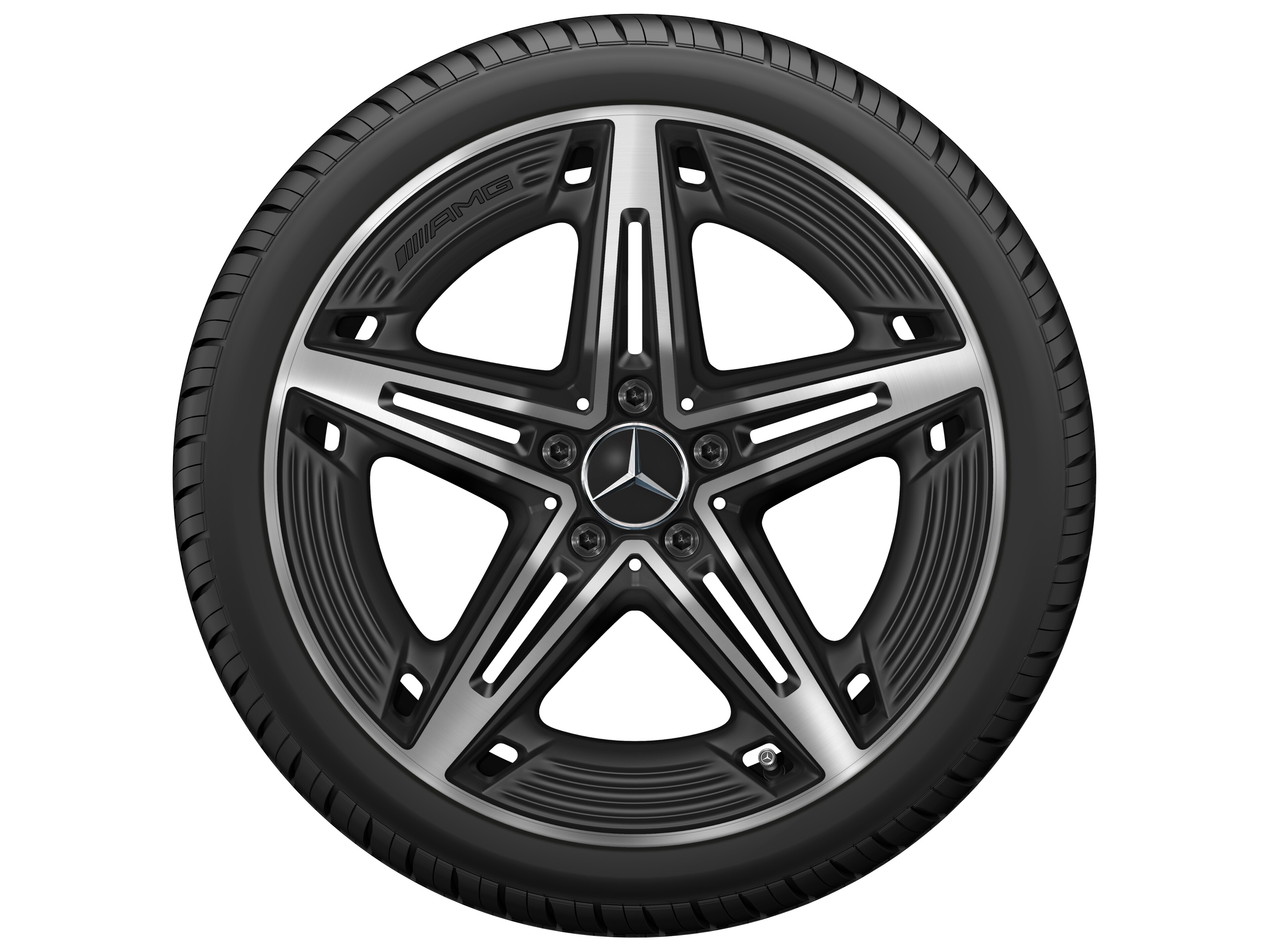 AMG 5-Speichen-Rad, 19 Zoll, 9 J x 19 ET 52, schwarz matt, glanzgedreht