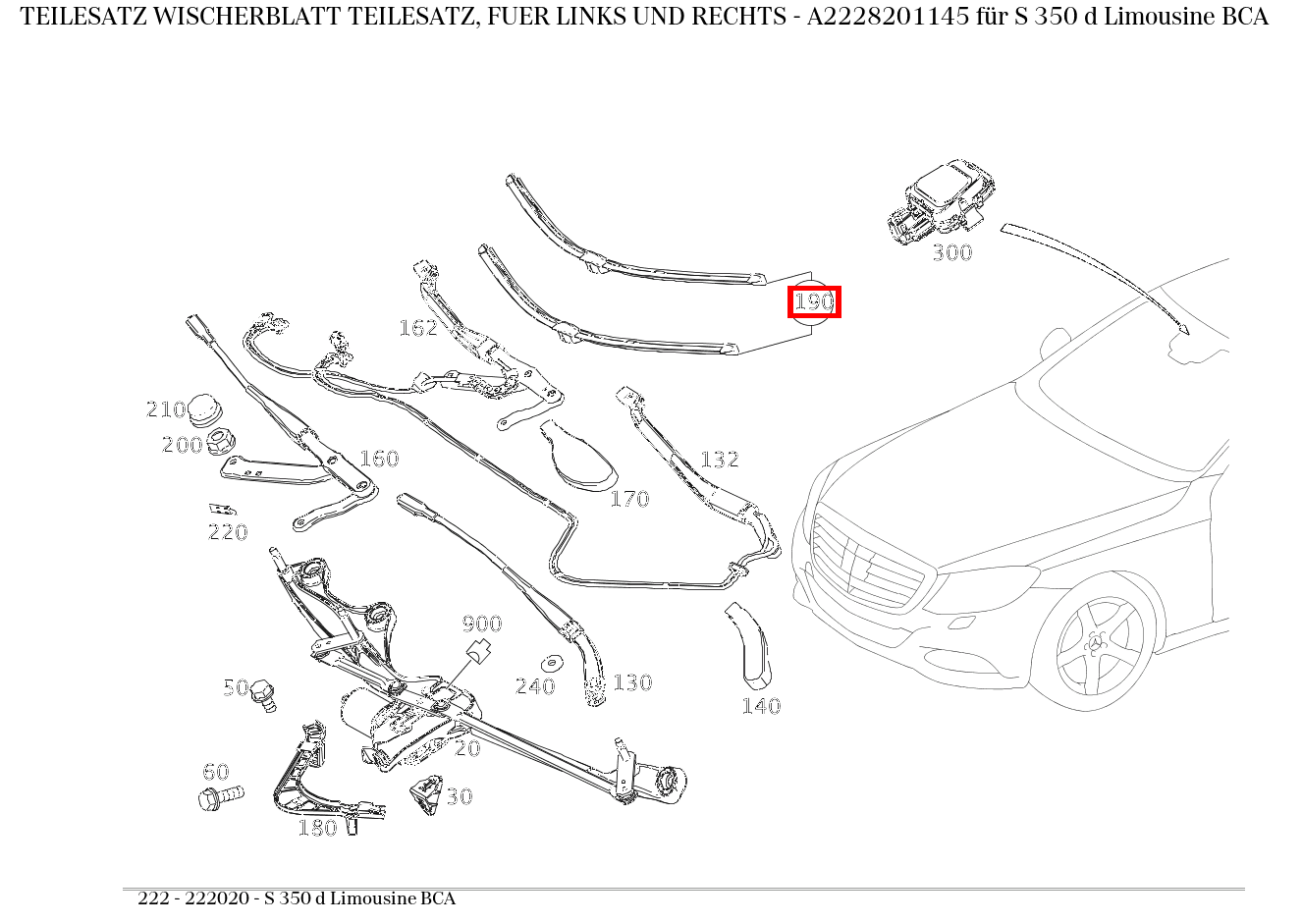 Teilesatz Wischerblatt TEILESATZ, FUER LINKS UND RECHTS S 350 d Limousine BCA 222
