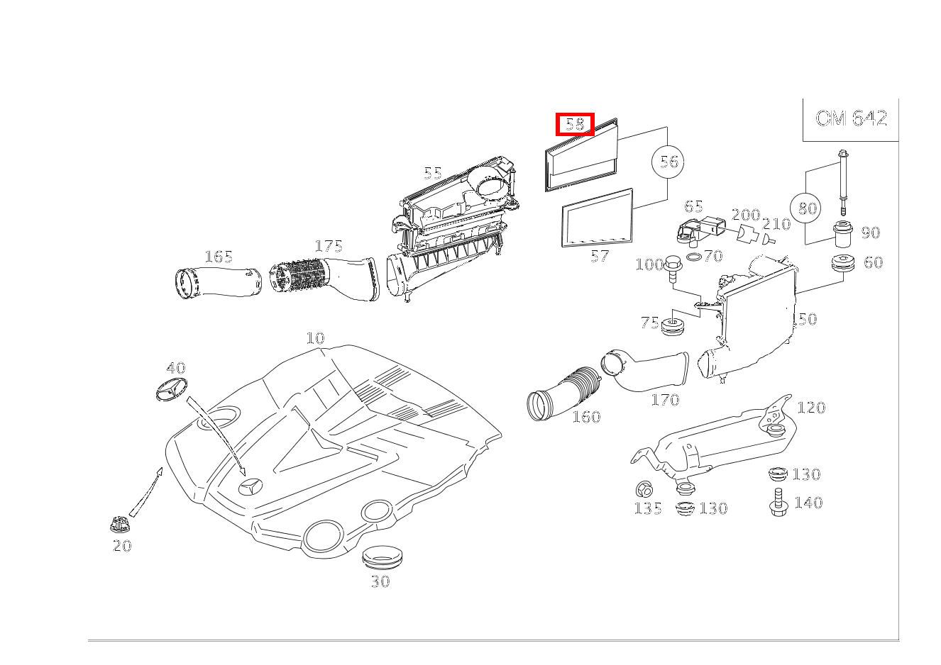 Luftfiltereinsatz Rechts ML350CDI 4M 164