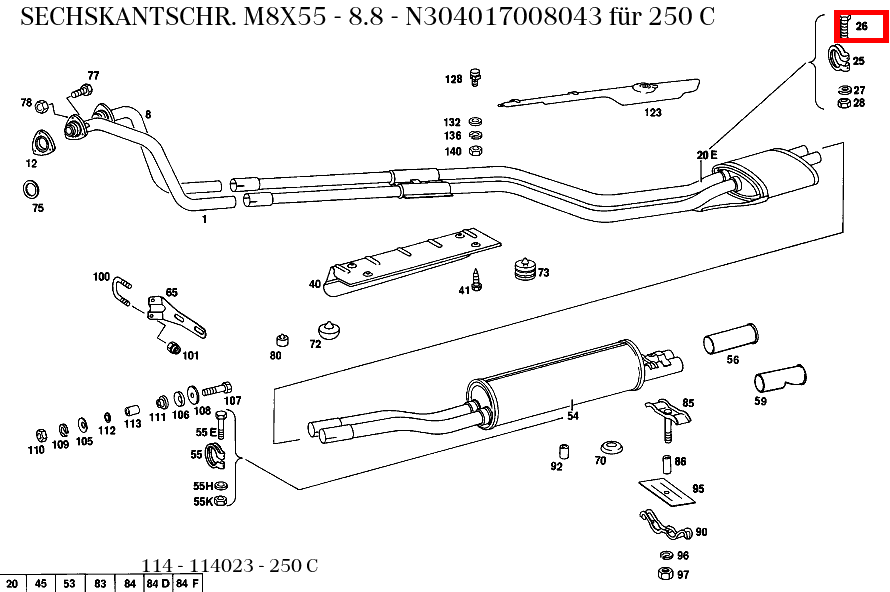 Sechskantschraube M8X55 - 8.8 250 C 114