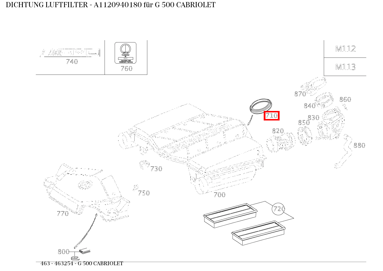ABDICHTUNG LUFTFILTER G 500 CABRIOLET 463