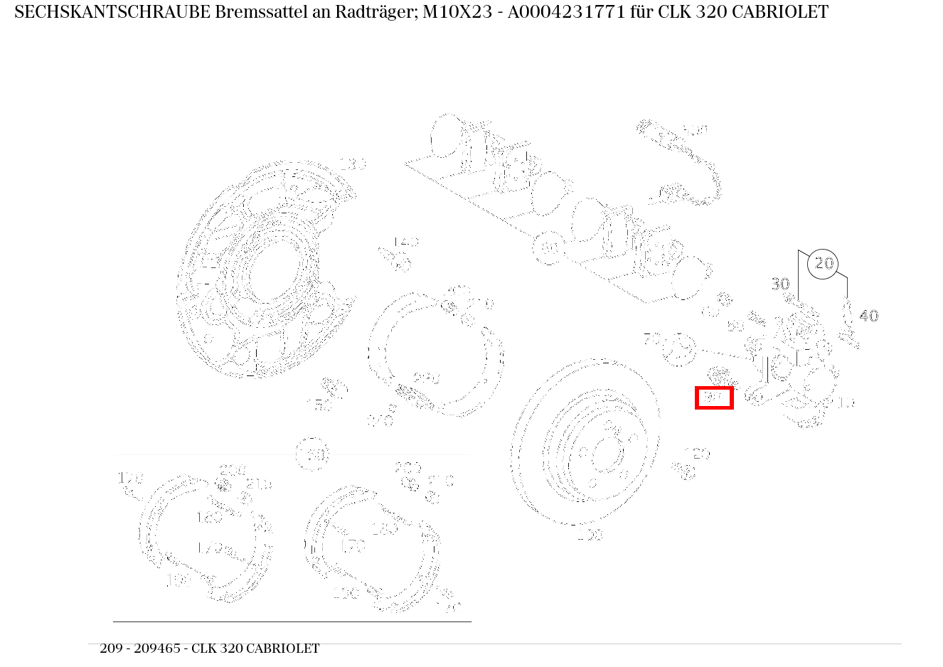 Sechskantschraube Bremssattel an Radträger; M10X23 CLK 320 CABRIOLET 209