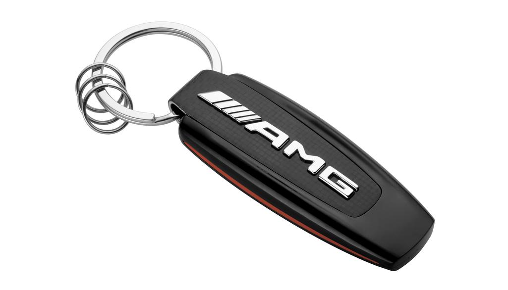 AMG Schlüsselanhänger, Typo, schwarz/silberfarben/rot, Edelstahl/Carbon AMG Schlüsselanhänger, Typo, schwarz/silberfarben/rot, Edelstahl/Carbon