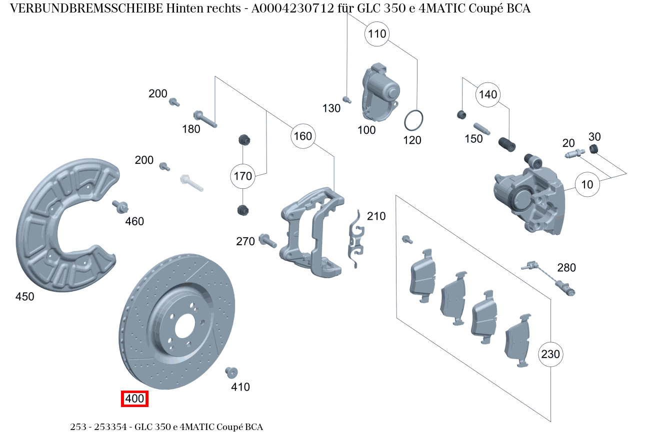 Verbundbremsscheibe Hinten rechts GLC 350 e 4MATIC Coupé BCA 253 Verbundbremsscheibe Hinten rechts GLC 350 e 4MATIC Coupé BCA 253