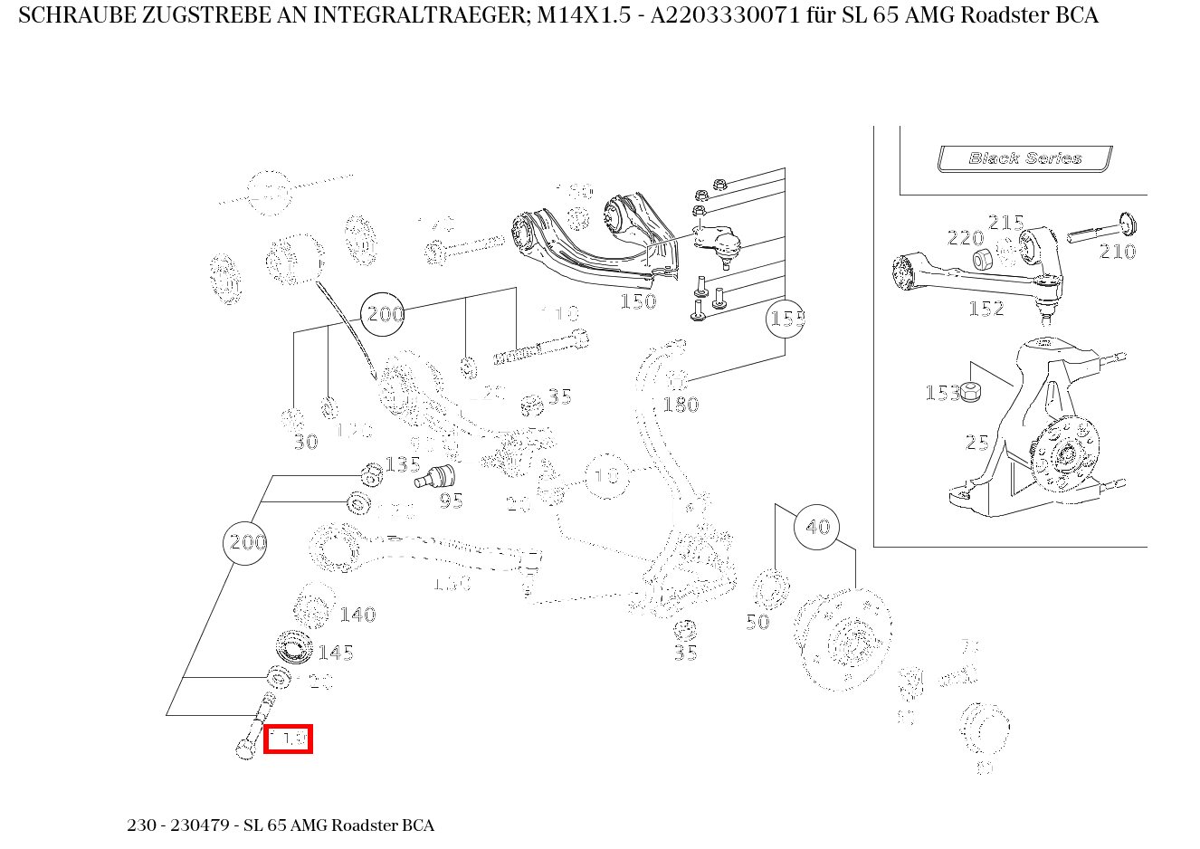 Schraube ZUGSTREBE AN INTEGRALTRAEGER; M14X1.5 SL 65 AMG Roadster BCA 230
