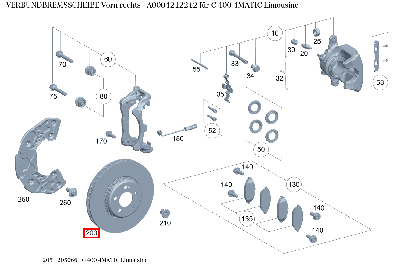 Verbundbremsscheibe Vorn rechts C 400 4MATIC Limousine 205 Verbundbremsscheibe Vorn rechts C 400 4MATIC Limousine 205