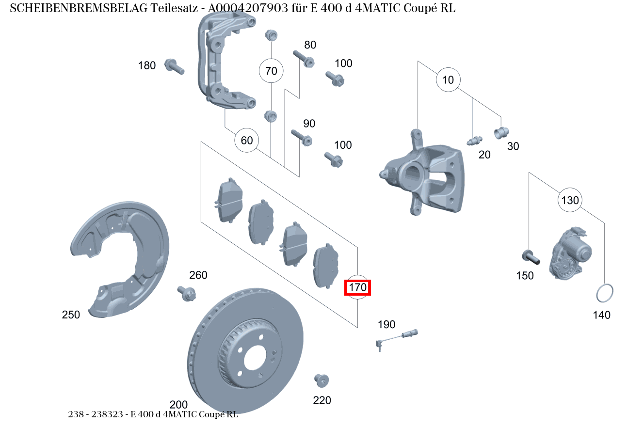 Scheibenbremsbelag Teilesatz E 400 d 4MATIC Coupé RL 238