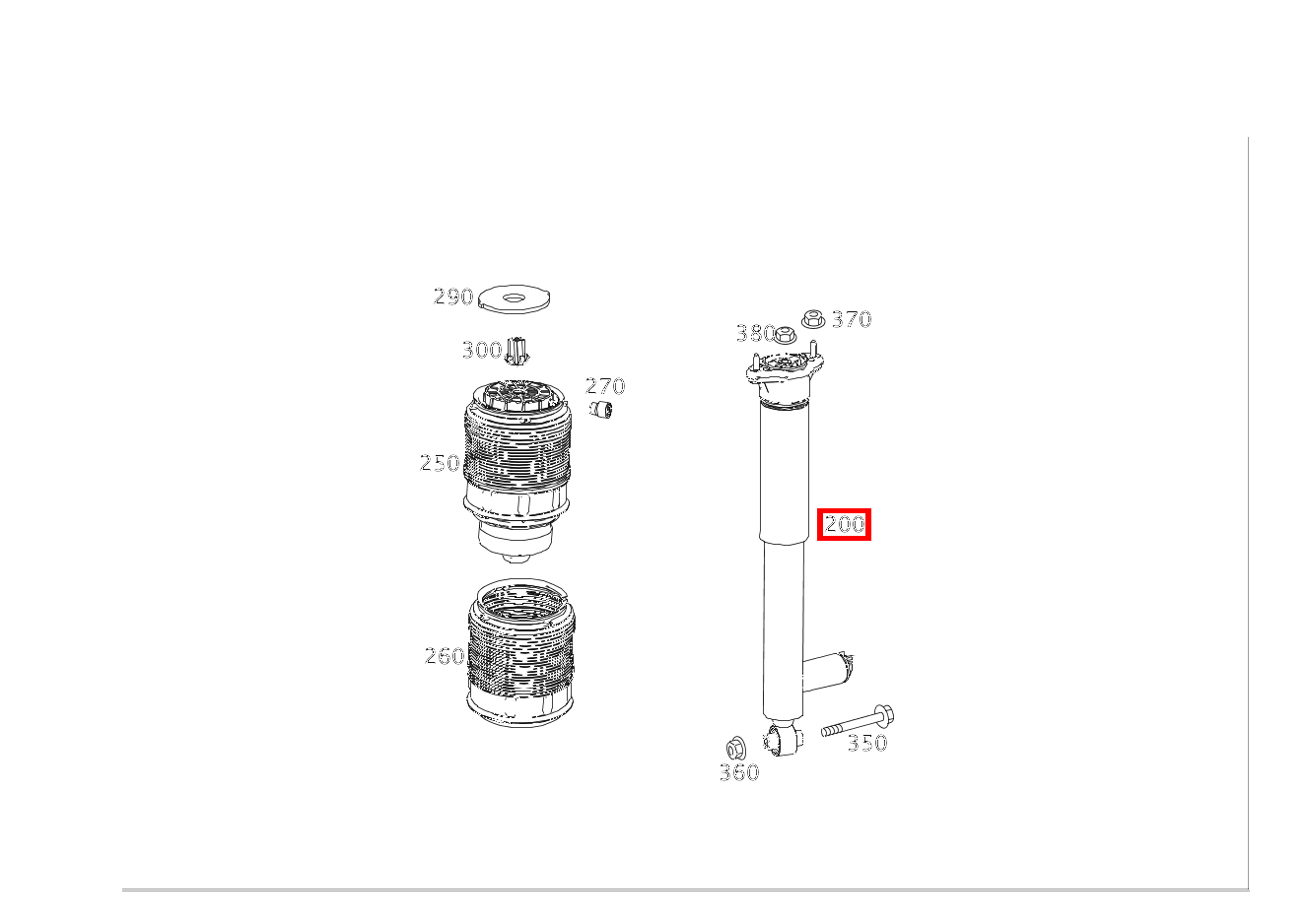 Stossdämpfer HINTEN RECHTS CLS500 4M S 218