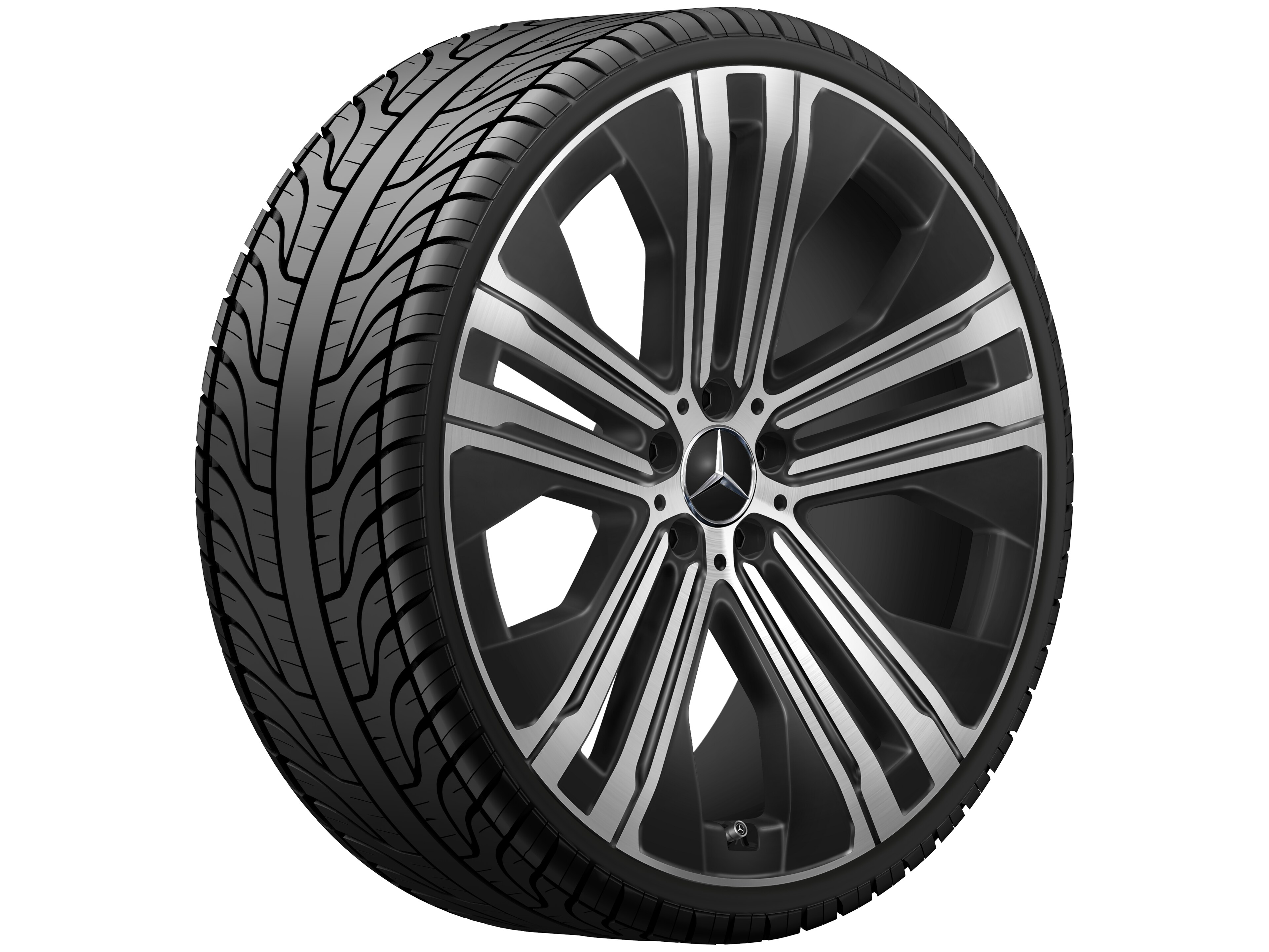5-Doppelspeichen-Rad, Aero, 22 Zoll, 9,5 J x 22 ET 41,5, schwarz, glanzgedreht