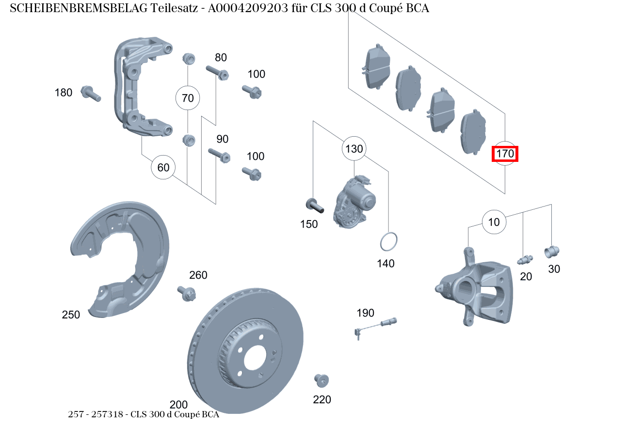 Scheibenbremsbelag Teilesatz CLS 300 d Coupé BCA 257