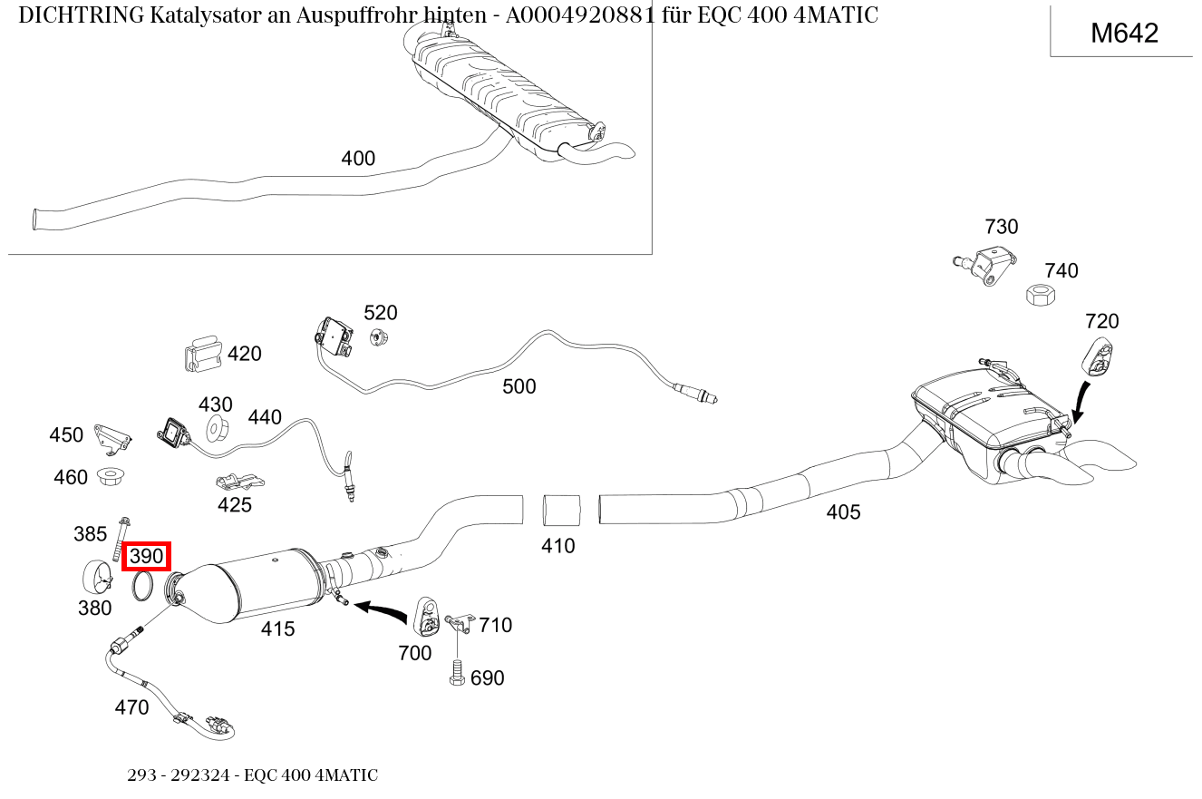 Dichtring Katalysator an Auspuffrohr hinten EQC 400 4MATIC 293 Dichtring Katalysator an Auspuffrohr hinten EQC 400 4MATIC 293