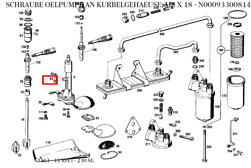 Schraube OELPUMPE AN KURBELGEHAEUSE; M8 X 18 230 SL 113
