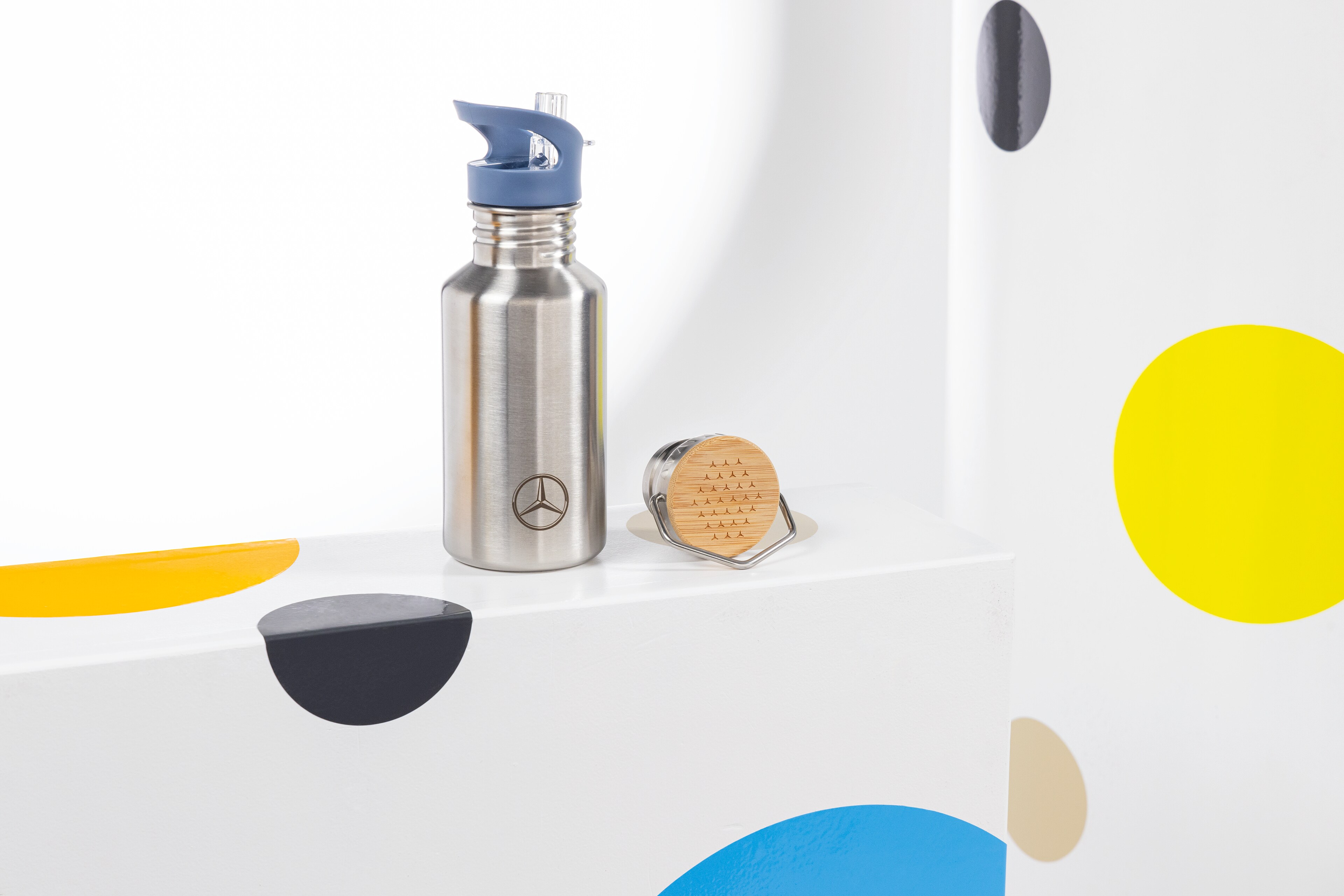 Mercedes-Benz - Trinkflasche Kinder, Mercedes-Benz, silber / blau