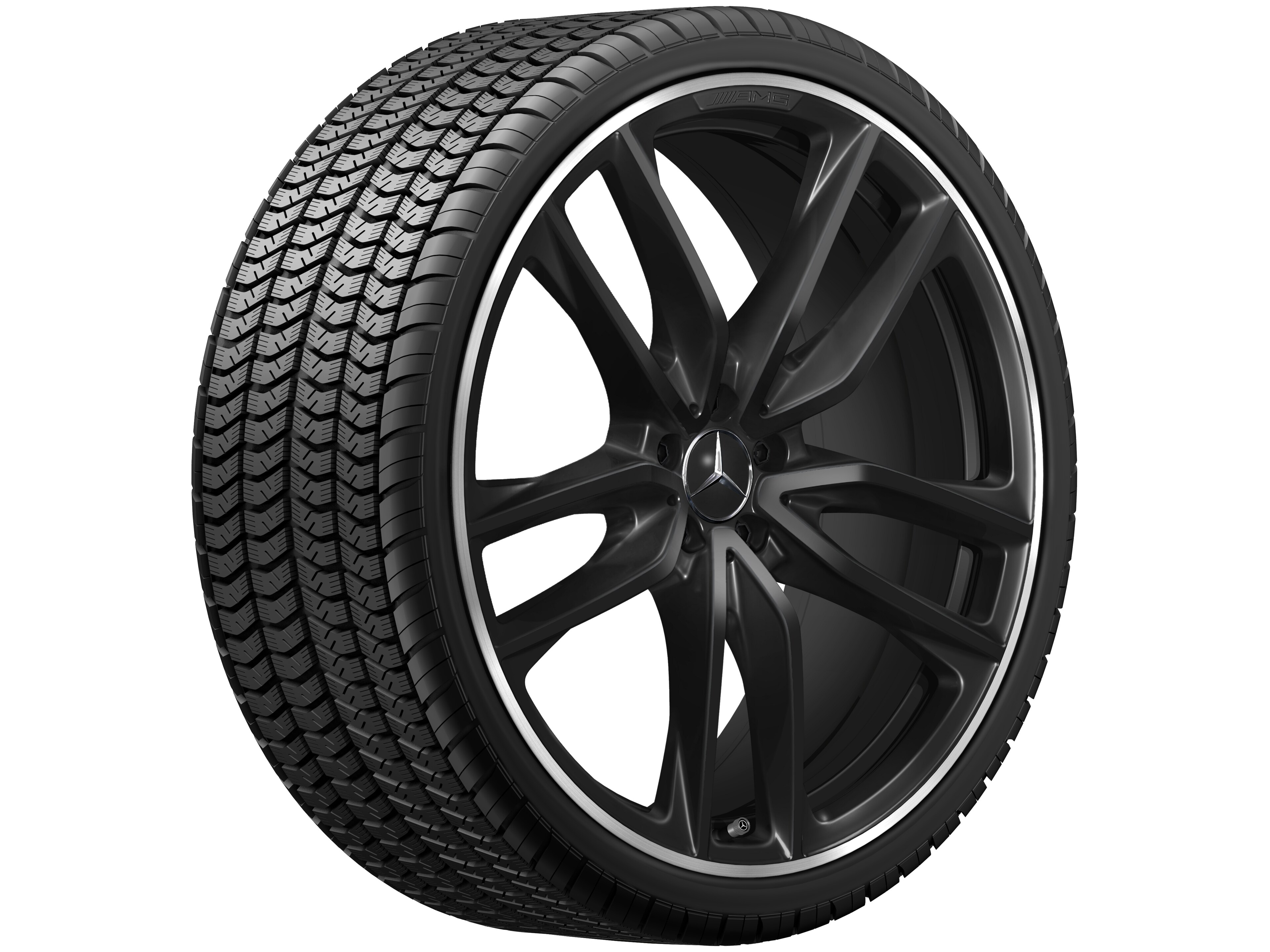AMG 5-Doppelspeichen-Rad 23 Zoll, 9,5 J x 23 ET 45, schwarz, Felgenhorn glanzgedreht