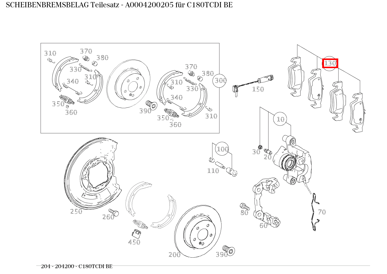 Scheibenbremsbelag Teilesatz C180TCDI BE 204