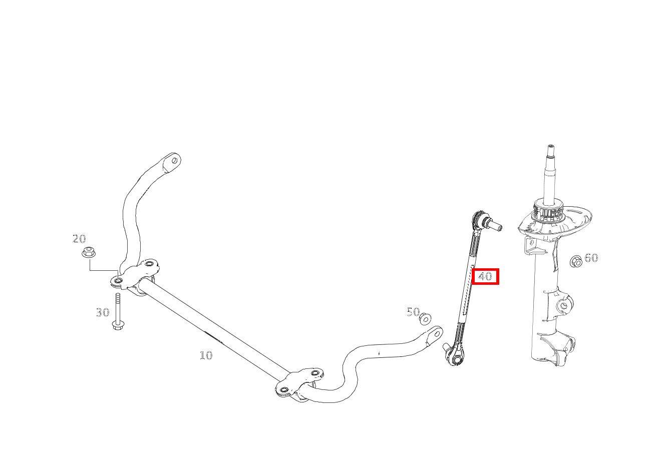 Stange Drehstab und Stoßdämpfer rechts C 180 KOMPRESSOR T-Modell BlueEFFICIENCY 240 Stange Drehstab und Stoßdämpfer rechts C 180 KOMPRESSOR T-Modell BlueEFFICIENCY 240