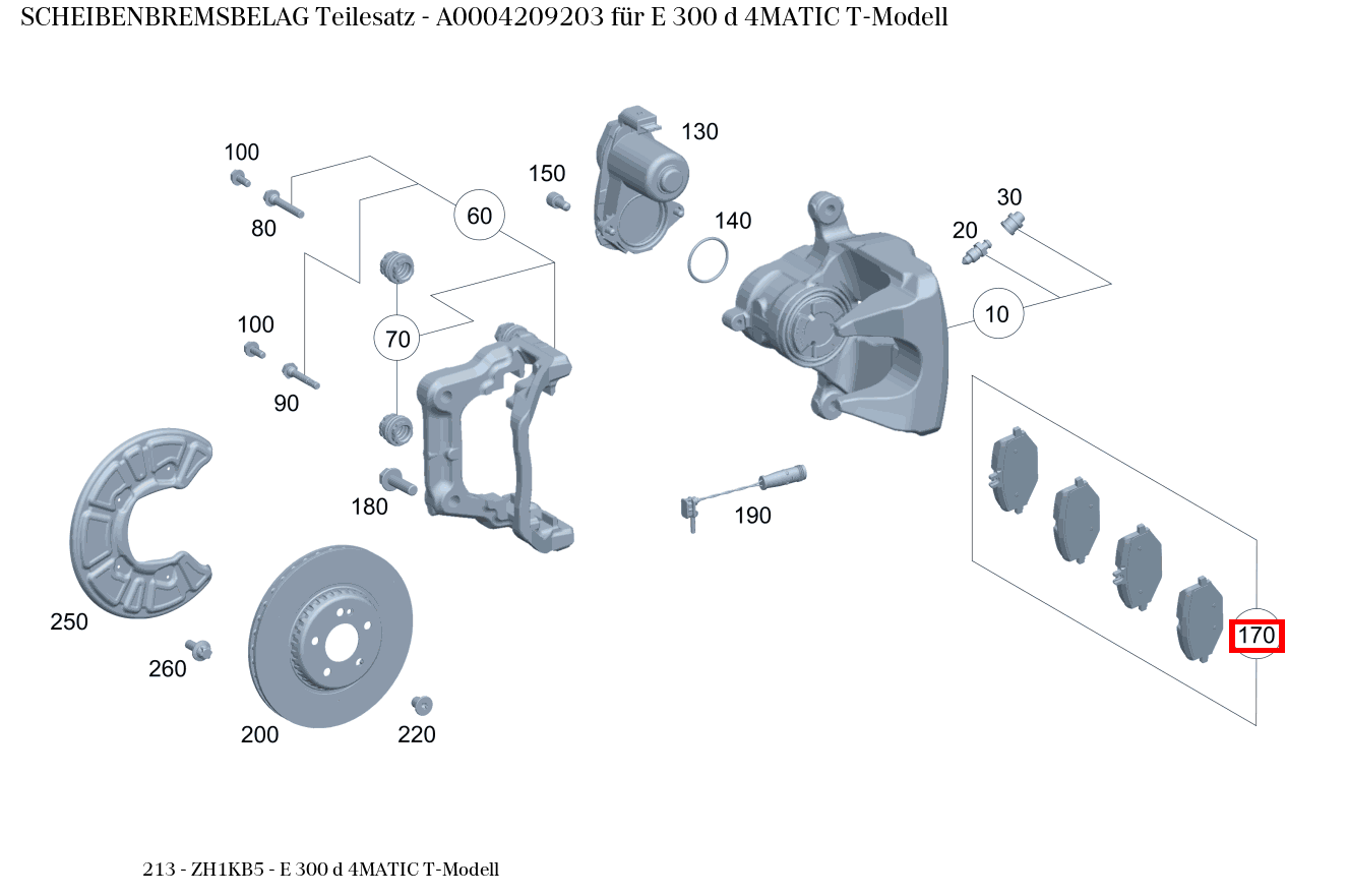 Scheibenbremsbelag Teilesatz E 300 d 4MATIC T-Modell 213