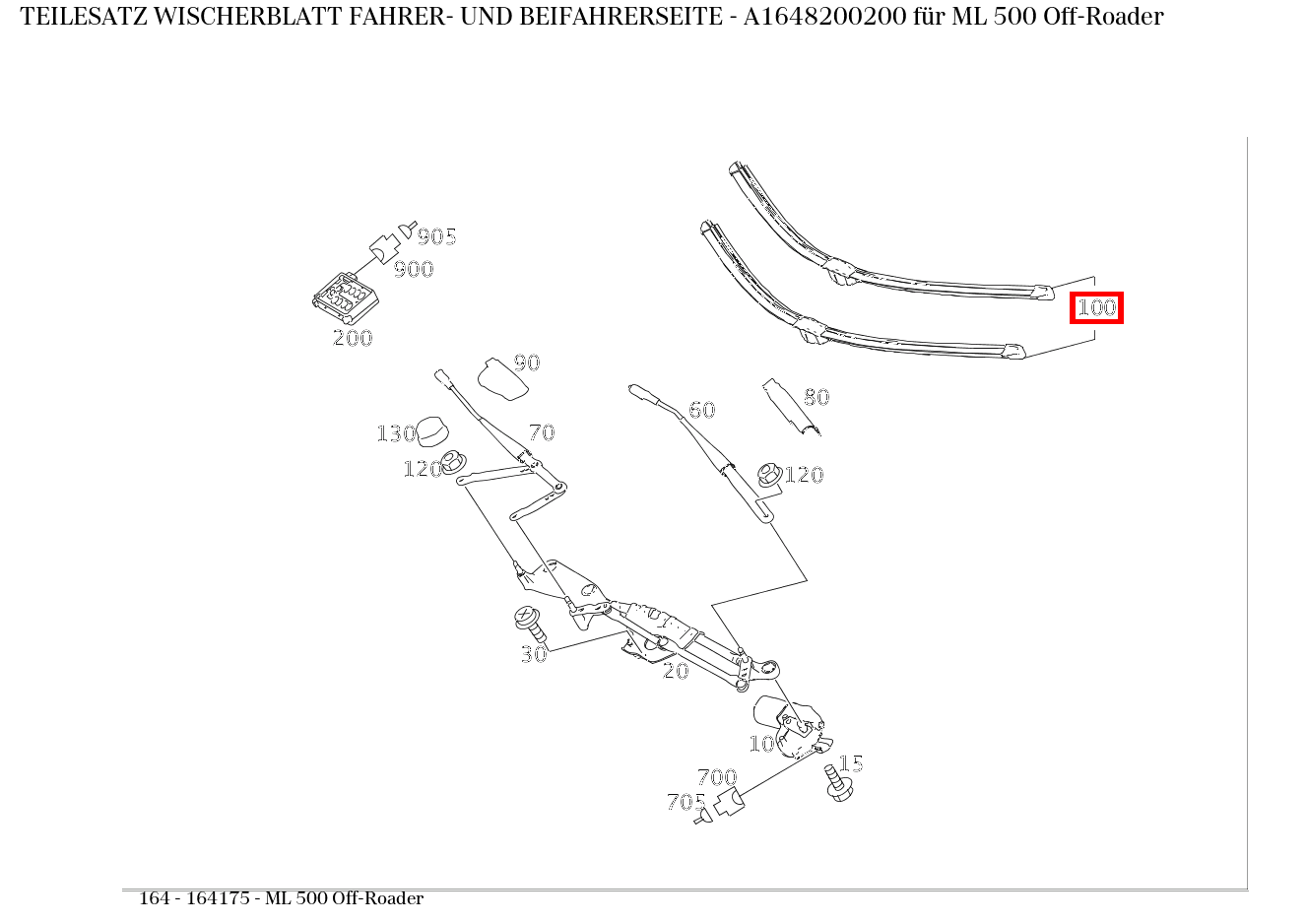 Teilesatz Wischerblatt FAHRER- UND BEIFAHRERSEITE ML 500 Off-Roader 164