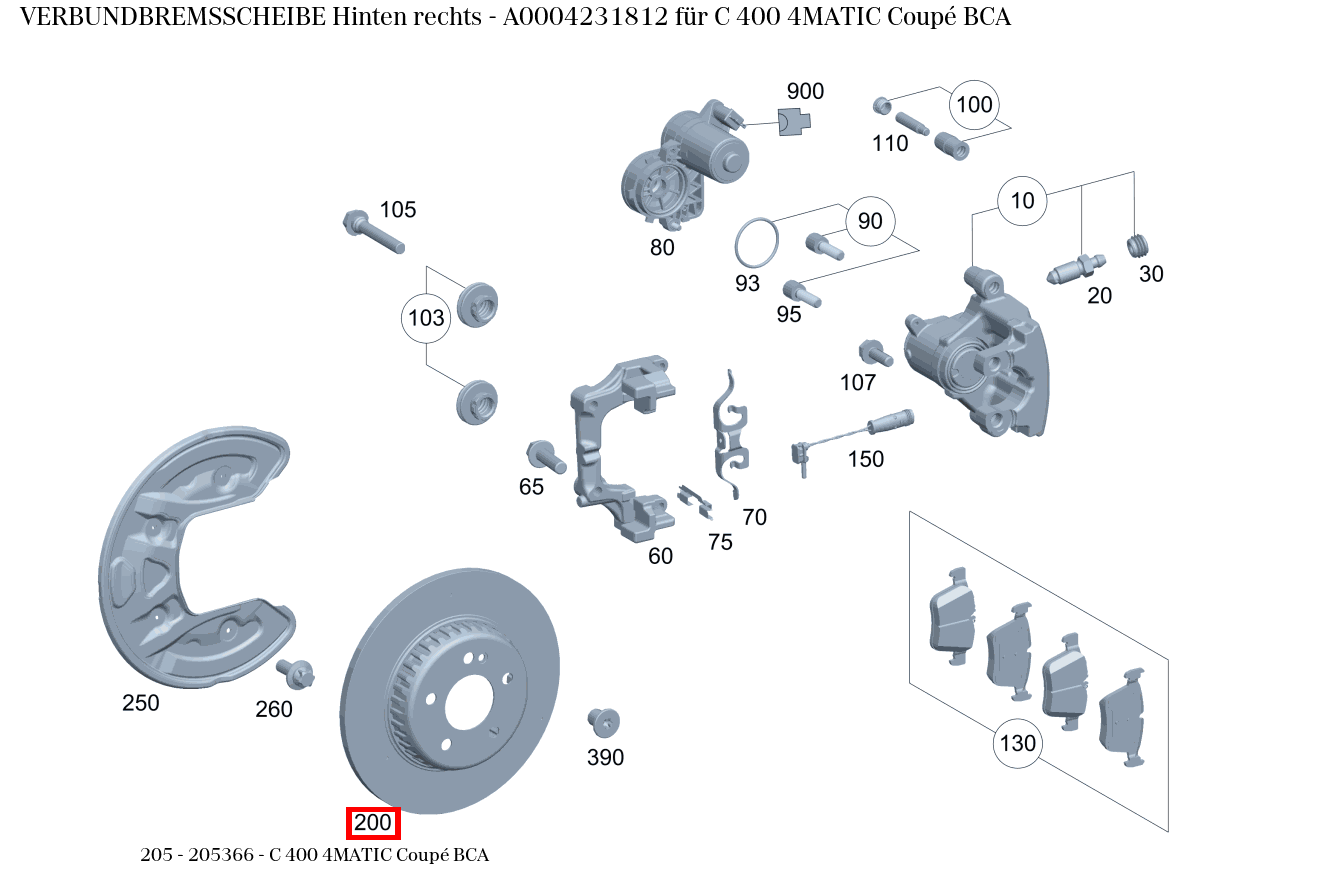 Verbundbremsscheibe Hinten rechts C 400 4MATIC Coupé BCA 205 Verbundbremsscheibe Hinten rechts C 400 4MATIC Coupé BCA 205