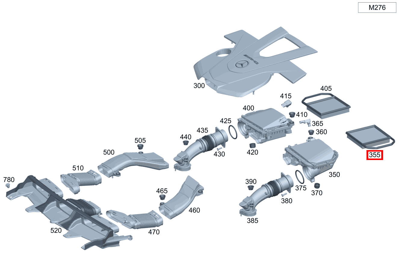 Luftfiltereinsatz Links Mercedes-Benz GLC 43 AMG 4M Coupé 253