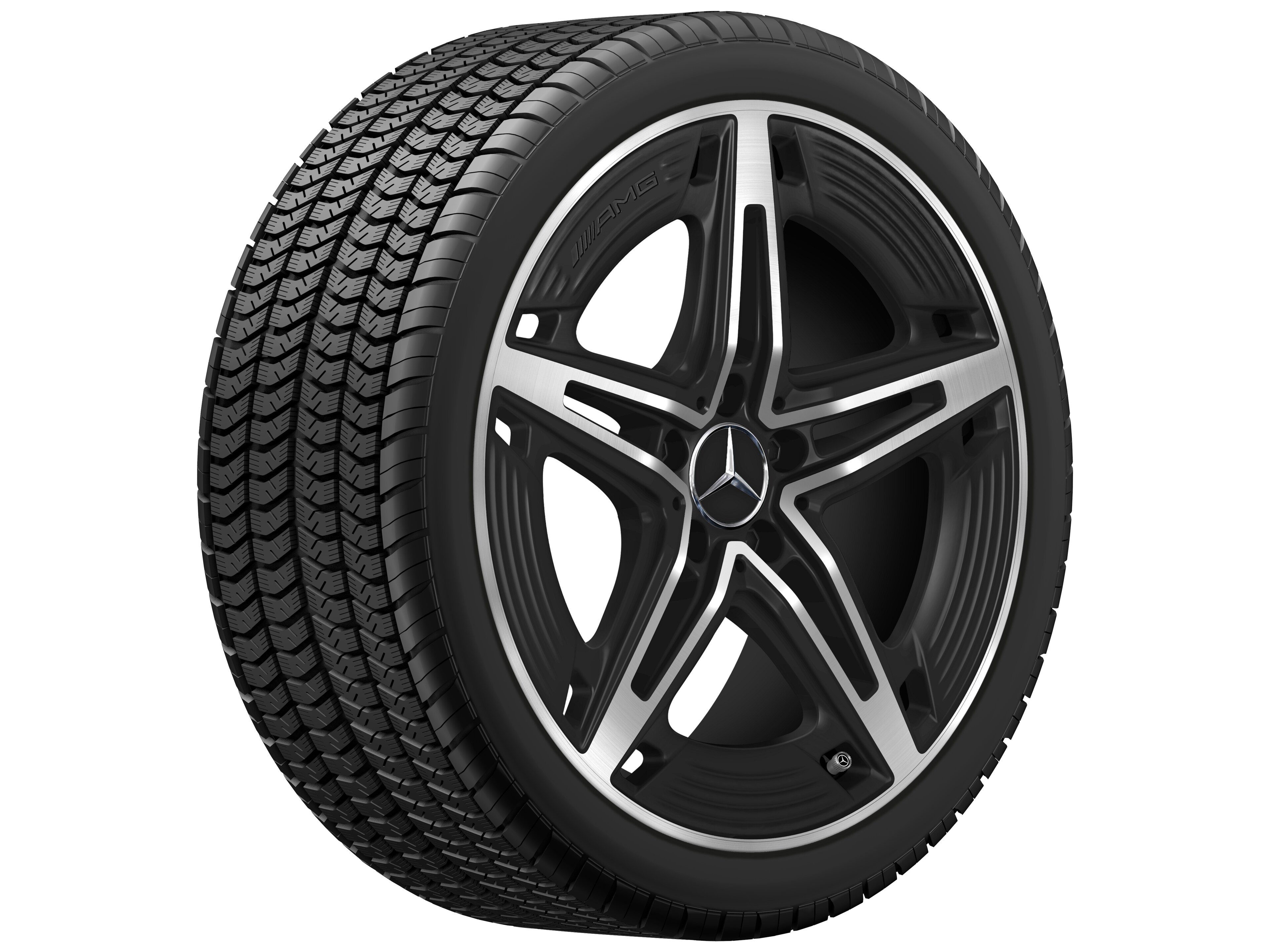AMG 5-Speichen-Rad, 19 Zoll, 9 J x 19 ET 52, schwarz matt, glanzgedreht