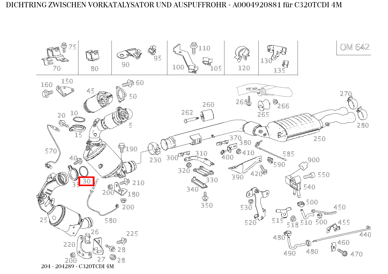 Dichtring ZWISCHEN VORKATALYSATOR UND AUSPUFFROHR C320TCDI 4M 204 Dichtring ZWISCHEN VORKATALYSATOR UND AUSPUFFROHR C320TCDI 4M 204