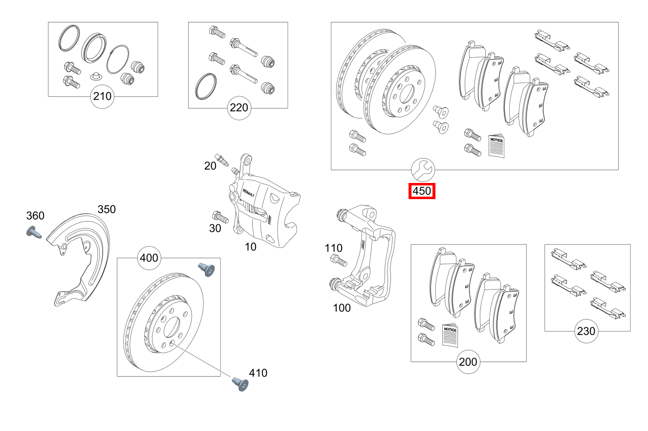 REP.SATZ BREMSSCHEIBE Teilesatz links und rechts 230 G 460