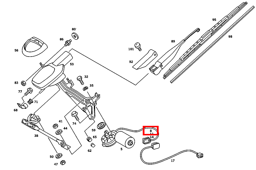 Steckergehäuse WISCHERMOTOR; 6-PIN 190 E 2.5-16 EVOLUTION II 201
