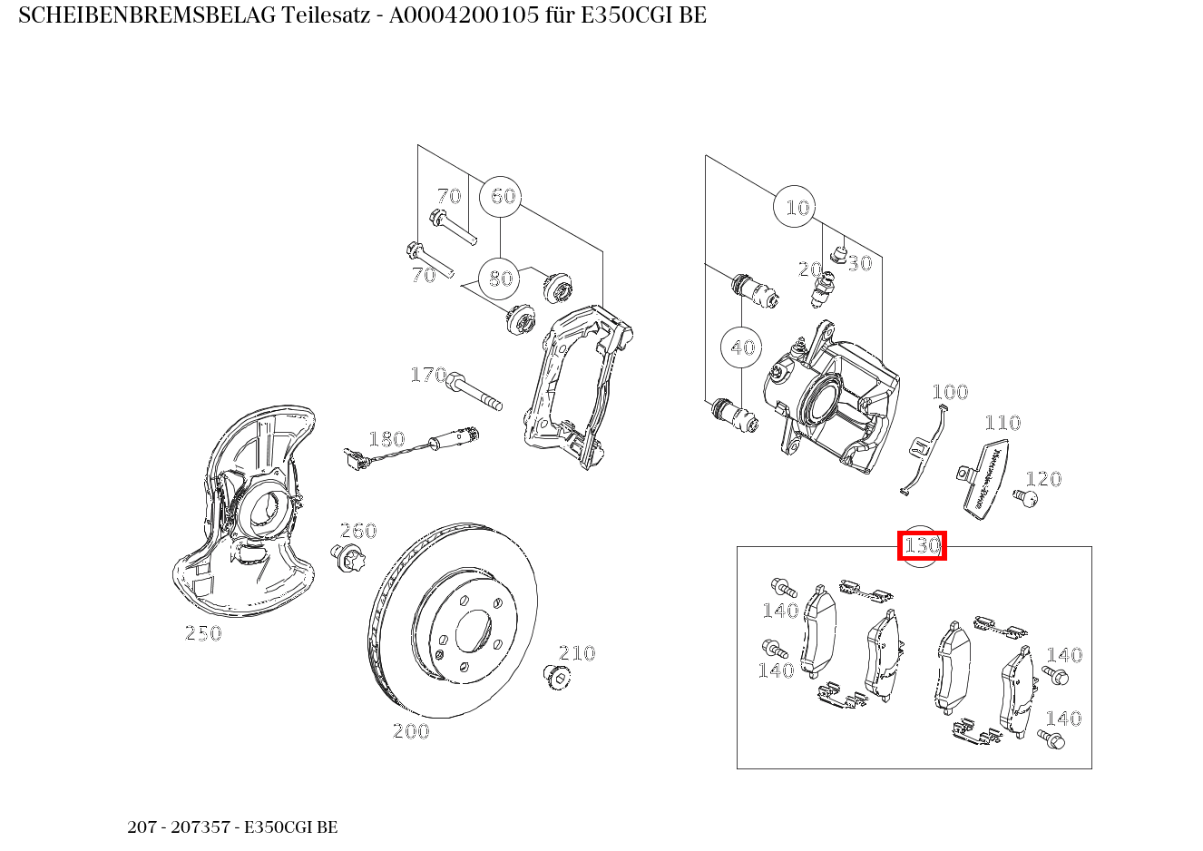 Scheibenbremsbelag Teilesatz E350CGI BE 207