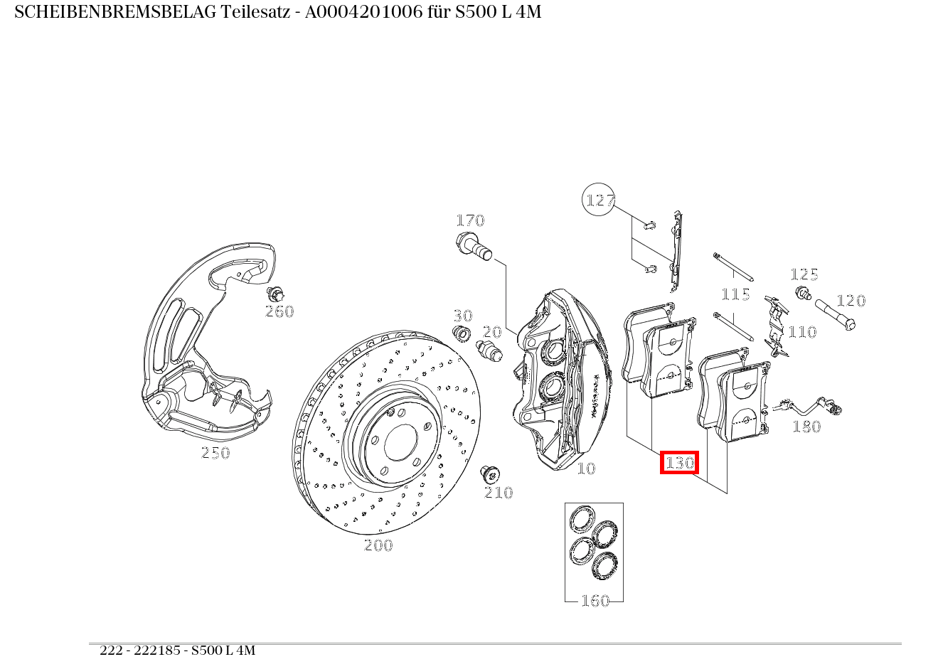 Scheibenbremsbelag Teilesatz S500 L 4M 222 Scheibenbremsbelag Teilesatz S500 L 4M 222