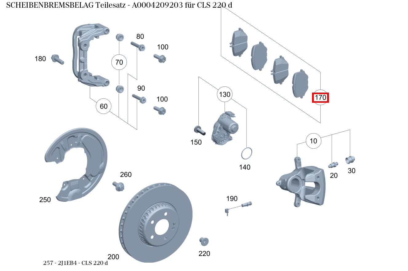 Scheibenbremsbelag Teilesatz CLS 220 d 257