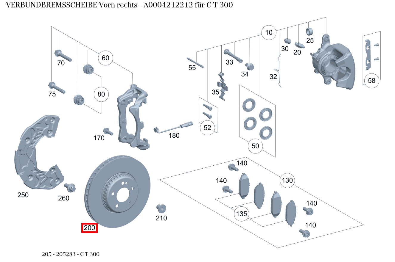 Verbundbremsscheibe Vorn rechts C T 300 205 Verbundbremsscheibe Vorn rechts C T 300 205