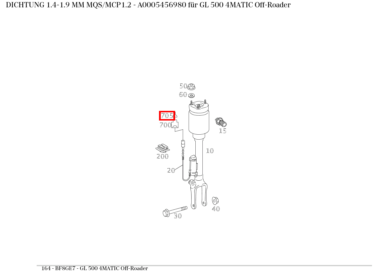 ABDICHTUNG 1.4-1.9 MM MQS/MCP1.2 GL 500 4MATIC Off-Roader 164