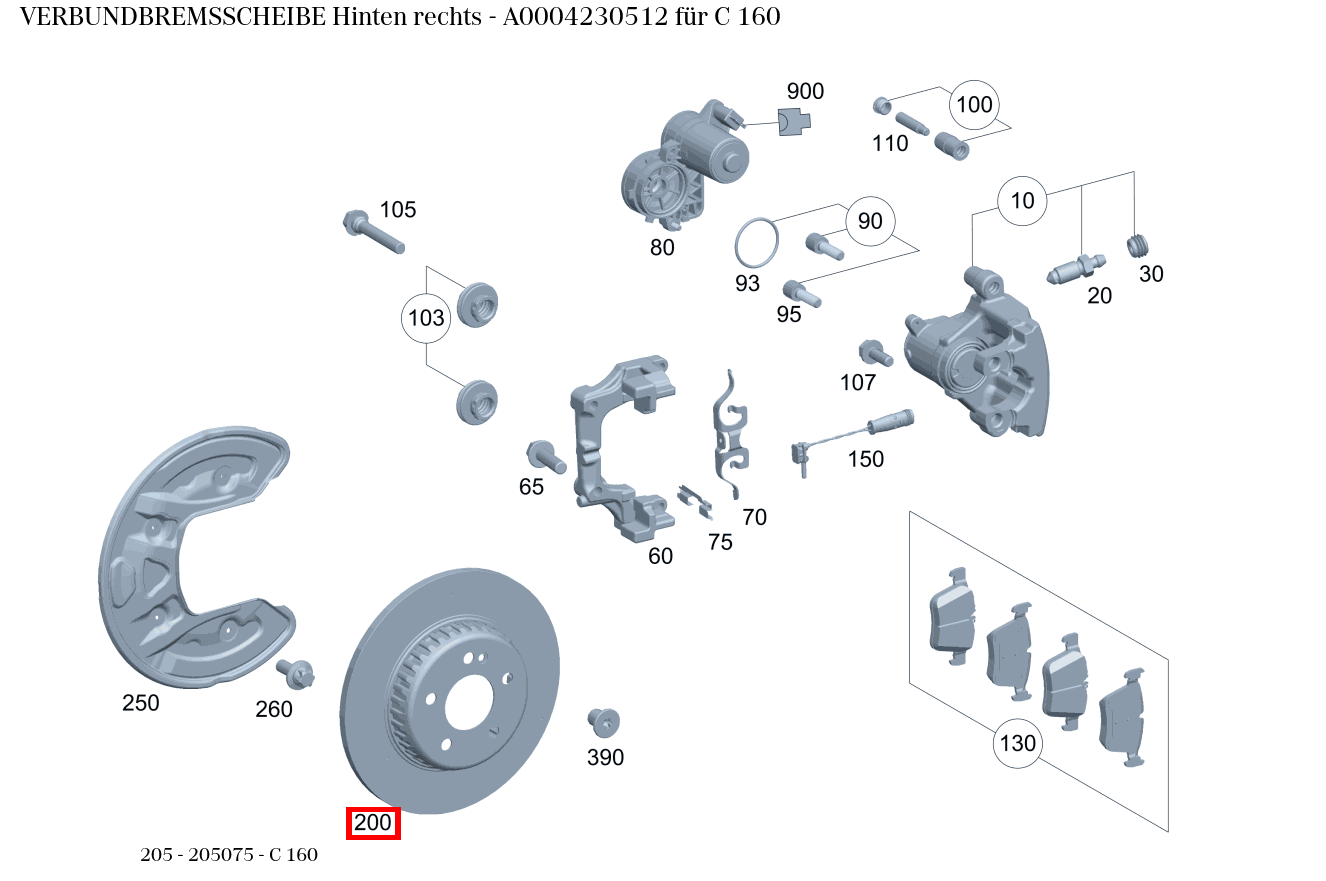 Verbundbremsscheibe Hinten rechts C 160 205