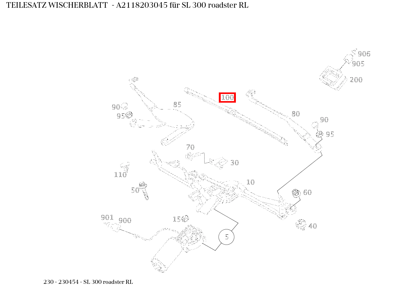 Teilesatz Wischerblatt SL 300 roadster RL 230