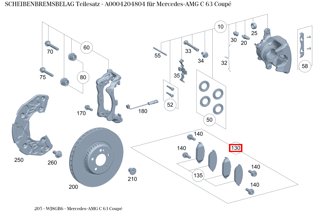 Scheibenbremsbelag Teilesatz Mercedes-AMG C 63 Coupé 205 Scheibenbremsbelag Teilesatz Mercedes-AMG C 63 Coupé 205