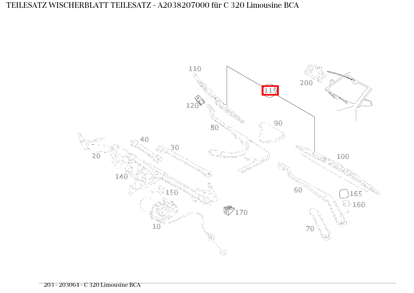 Teilesatz Wischerblatt TEILESATZ C 320 Limousine BCA 203